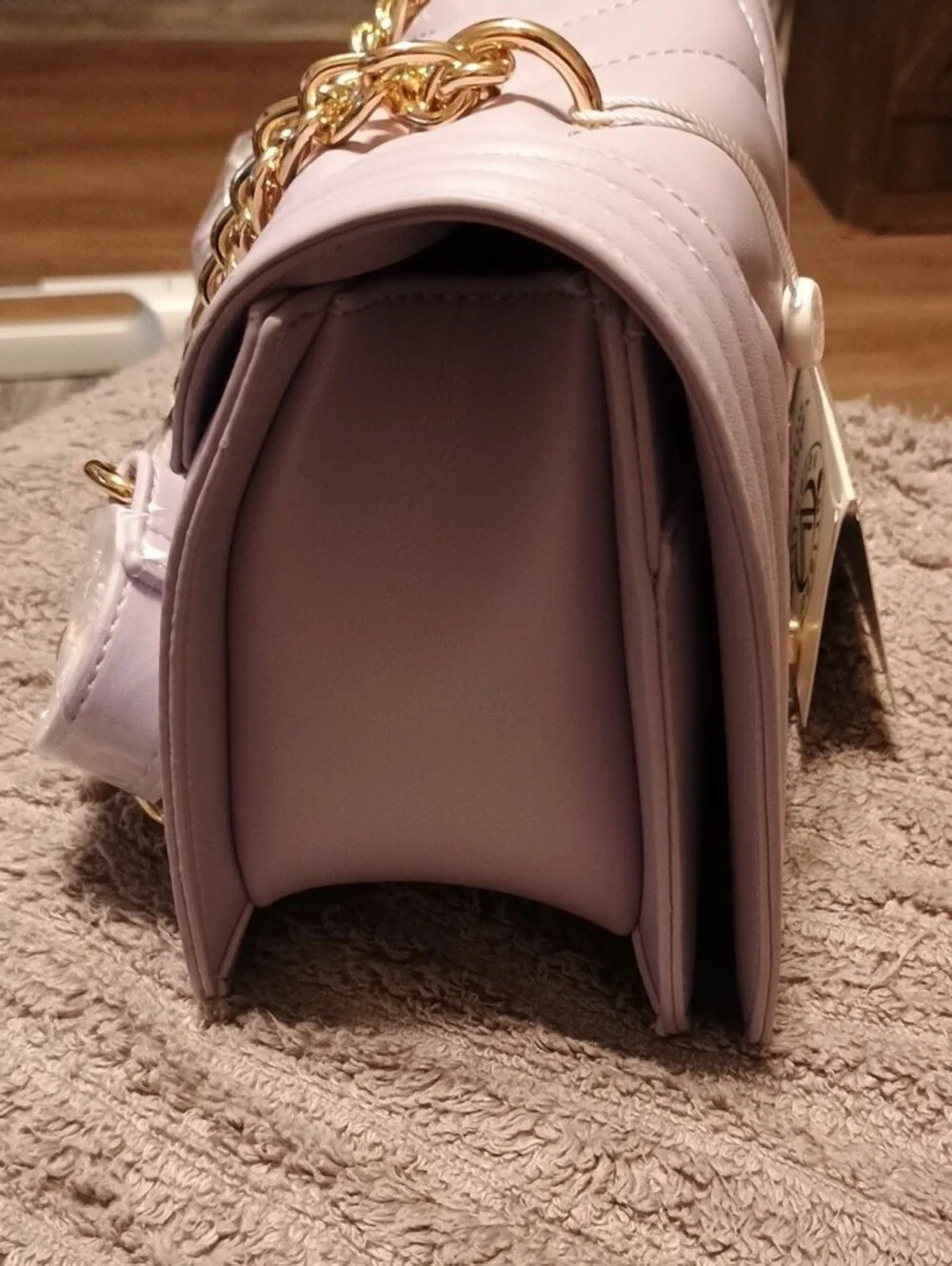 Valentino Orlandi Lilac Quilted Shoulder Bag with Gold Chain
